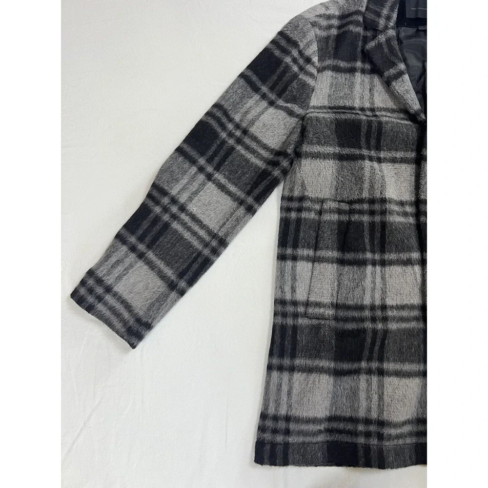 John Varvatos Carsen Coat Plaid Jacket‎ Wool Blend | Black Gray | Size Large